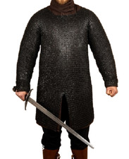 9 mm Riveted Chainmail Shirt Blackened Chain mail Armor Reenactment LARP Viking