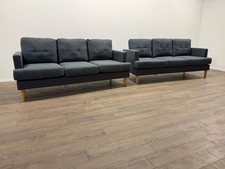 Joshua Fabric 3 & 3 Seater Sofas – Charcoal