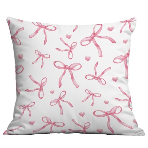 Pink bow cherry - pink, cushion