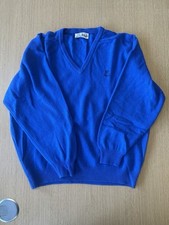 Vintage Pringle of Scotland 100% Lambswool V-Neck Blue Jumper. Size UK Large