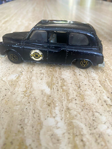 Vintage black diecast taxi - vintage,