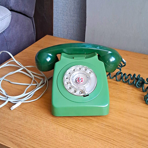Green 1970s rotary dial corded - rotary,
