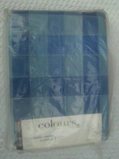 B&Q Blue "Darcy Check" Lined Pencil Pleat Curtains 90 x 54