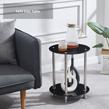 Nest of 3 Black Clear Tempered Glass Side End Lamp Sofa Tables Nested Tables