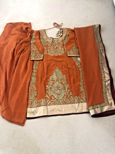 Indian orange salwaar kameez - salwaar,