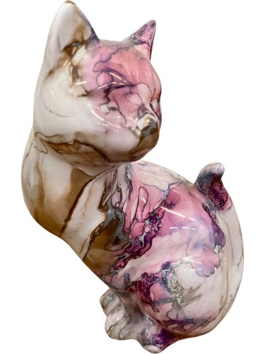 Colourful ceramic cat figurine - cat,
