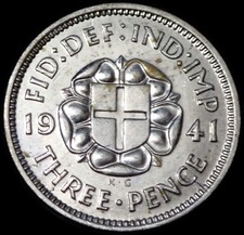 UK Three 3 Pence 1941 George