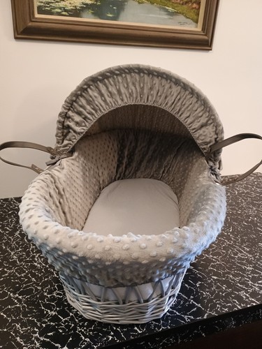 Grey moses basket and - moses, stand