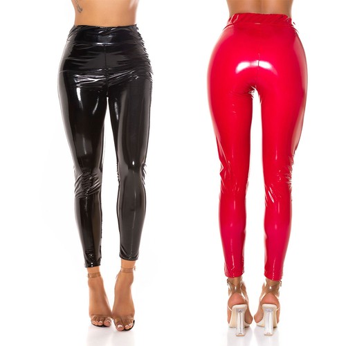 Latex look leggings - leggings, waist