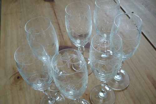 Vintage etched flute glasses - vintage,