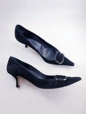 L K Bennett size 4.5 (37.5) black suede slip on kitten heel court shoes