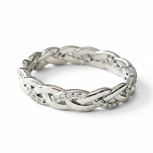 Silver diamante twist - diamante, ring