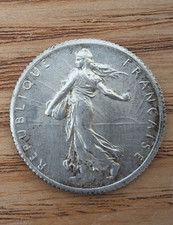 French 1 Franc, 1916, The Sower, designed by Oscar Roty, Silver (.835), 5g