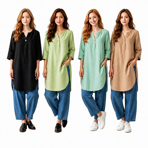 Women button linen - button,