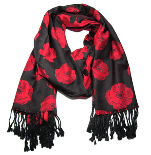 Red poppy scarf - red,