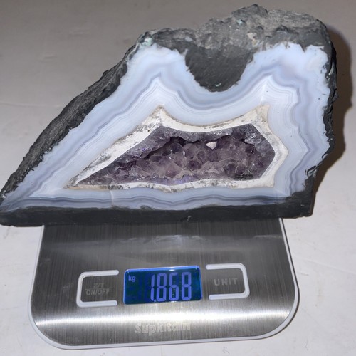 Rare agate amethyst geode - agate, 1.86