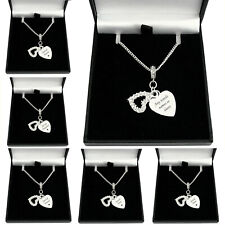 Personalised Necklace with Engraving, Two Heart Pendants & Crystals, Gift Boxed