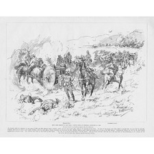 BOER WAR How Lord Roberts Son Fell Saving Guns at Colenso - Antique Print 1900
