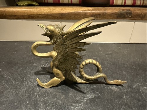 Vintage brass dragon - vintage, dragon/