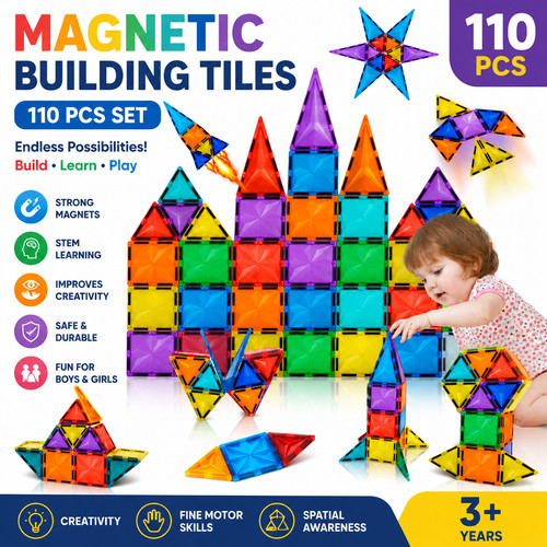 110pcs magnetic tiles - magnetic,