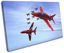 RAF Planes Red Arrows Transportation SINGLE CANVAS WALL ART Picture Print