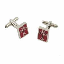 Masonic Red & Silver Cross Cufflinks  in Gift Box