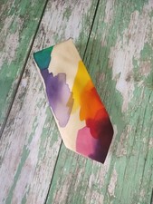 Jane Ireland London Men's Tie Hand Painted Watercolour Rainbow 100% Silk 