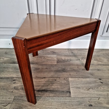 Retro Vintage Mid Century Triangle Table – Triangular Top - Wooden Frame Corner