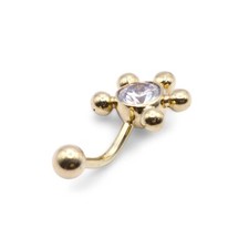 9ct gold belly bar - gold, button