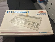 Amiga 500 white system box+polys+power pack box  in good condition
