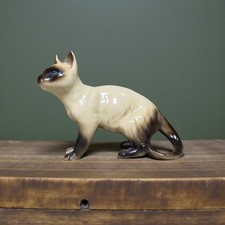 Vintage Coopercraft Style Porcelain Siamese Cat Ornament Figurine 14cm