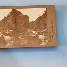 Bolton Abbey Stereoview C1920 Real Photo Yorkshire Lady Fast Flowing River Rapid
