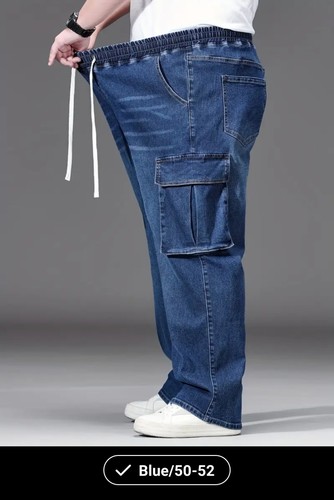 Men blue denim drawstring - blue,