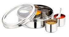 9pc Authentic Indian Stainless Steel Spices Box | Masala Dabba Storage Tandoori 