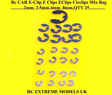 RC CAR E-CLIPS Maintenance  MIX  BAG-8x 2MM-8x 2.5MM-8x4MM-1x8MM   25pcs