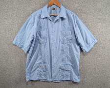 Foxfire Men's Blue Guayabera Embroidered Tropical Casual Button Shirt XL Tall