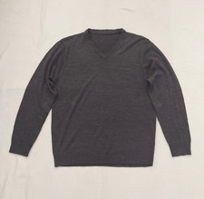 Pierre Cardin gents mans jumper sweater pullover Charcoal grey V neck VGC XL