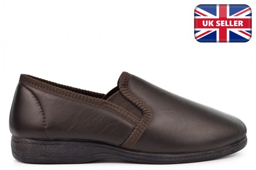 Mens leather slippers - leather,