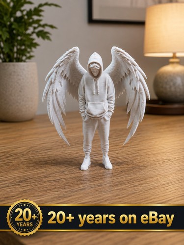 Hooded angel wings statue home - hooded,