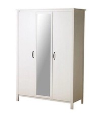 IKEA Brusali 3 Door White Mirrored Wardrobe