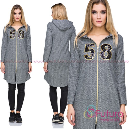 Ladies casual longline - longline, zipper
