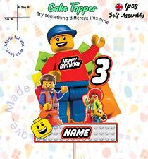 Personalised LE GO Lego Inspired Cake Topper Any Name & Number