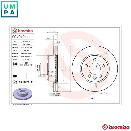 Brake disc d421 11 for - 2x,