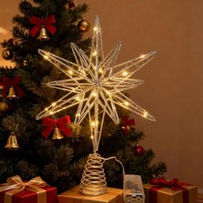 LED Christmas Tree Topper Star - Xmas Tree Light Ornaments Party Tree Decor ~