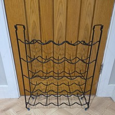 Wine Rack Vintage Black Plastic Coated blue Feet 25 Bottle 60s 70s Freestanding 