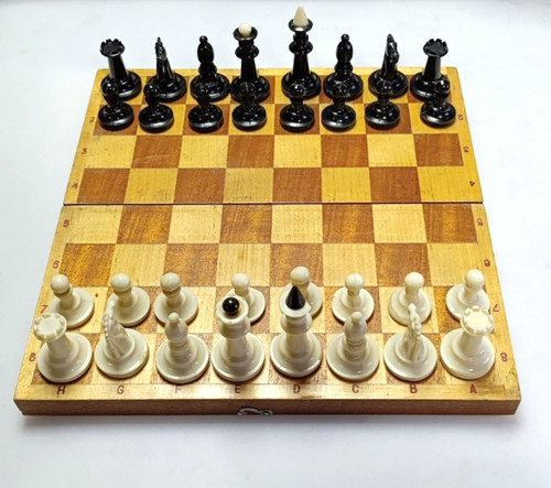 Vintage wooden folding - vintage, chess