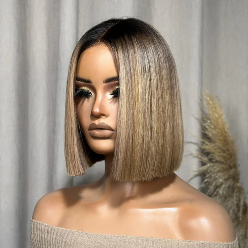 Ombre blonde brown bob 5x5 - ombre,