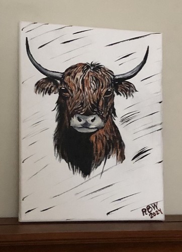Hand painted highland bull - painted,