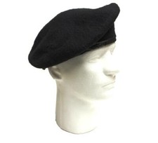 Black Army Beret, Wool, Size 7