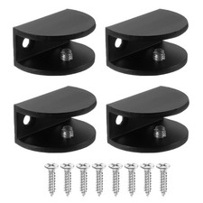 4 Pcs Adjustable Frameless Glass Shelf Bracket, Shower Glass Clamp Clip, Black